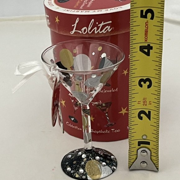 Lolita Mini-Tini Martini Glass Christmas Ornament Celebration Rhinestones W/ Box - Picture 12 of 12